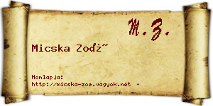 Micska Zoé névjegykártya